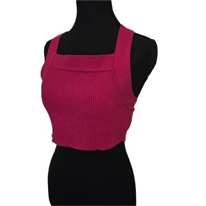 House of Harlow 1960 Pink Ribbed Crop Tank Top | Size S